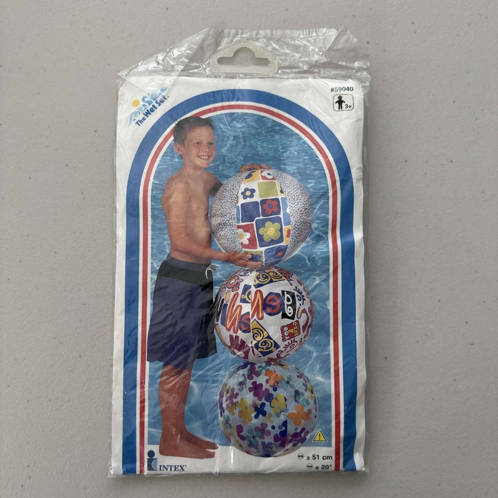 Vtg Intex Wet Set Beach Ball 20 Inch Pop Art Graffiti 59040 Y2K New Sealed